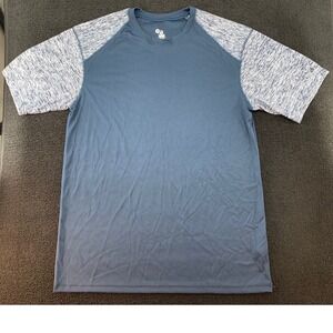 Badger Sportswear Mens Medium Blue Gray Heather Raglan Athletic T Shirt